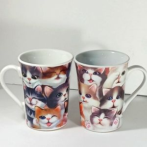 Kitty Cat Mugs Pair of Vtg. Coffee/Tea/Cocoa